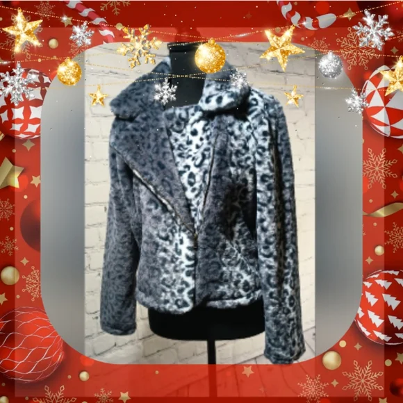LS LeopardPrint Faux-FurCoat Black - Picture 1 of 16